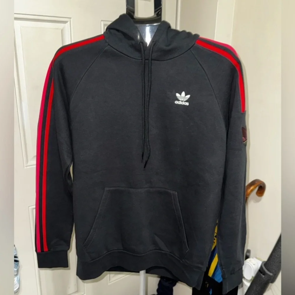 Adidas Black Hoodie with Red Accents